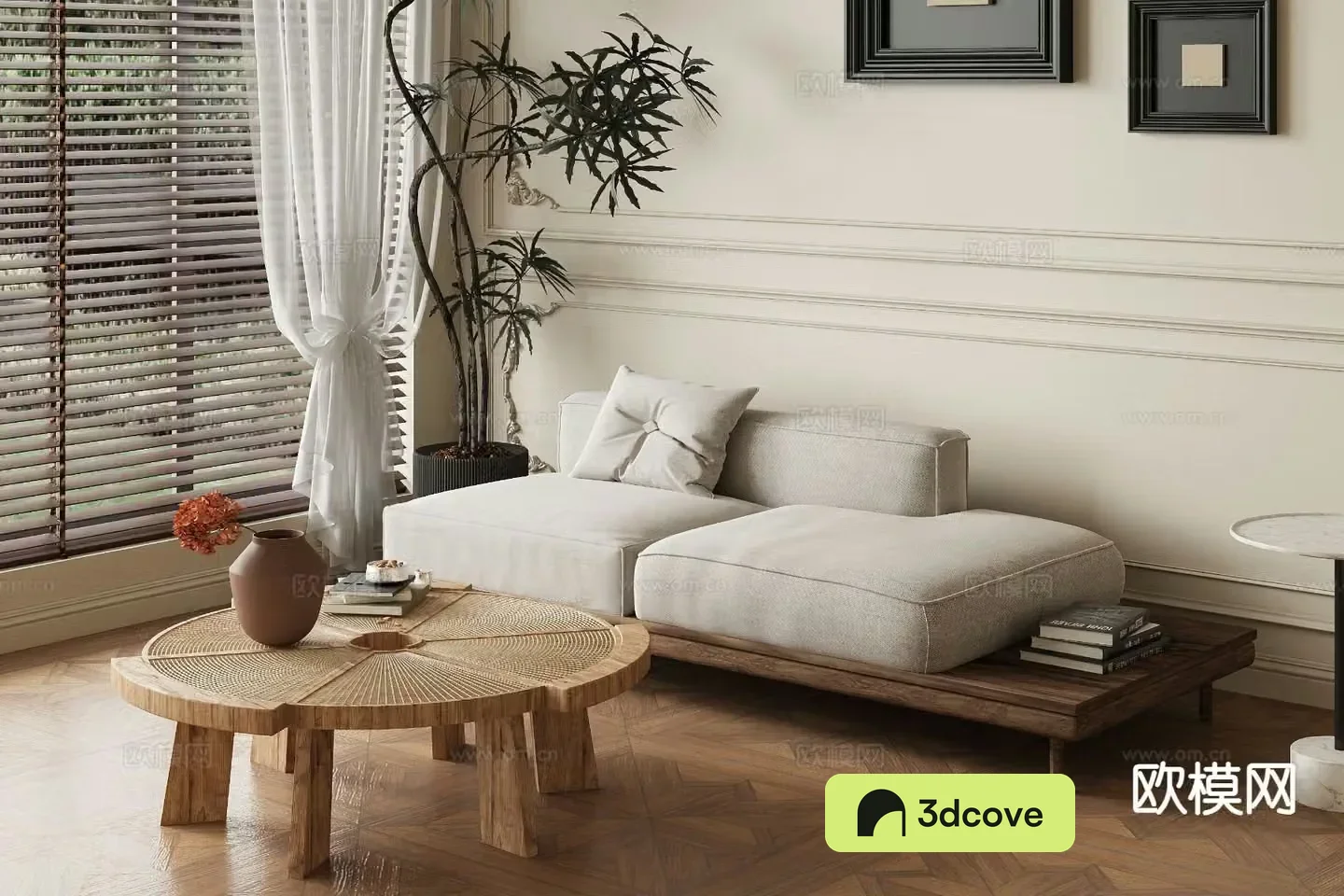 Wabi-sabi double sofa living room sofa