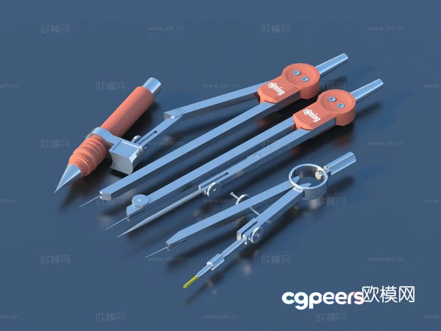 Compasses Stationery School supplies Office supplies 3D model