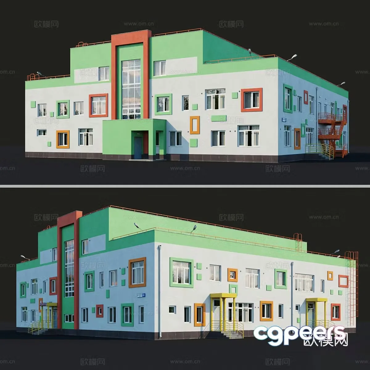 Kindergarten architecture 3d model