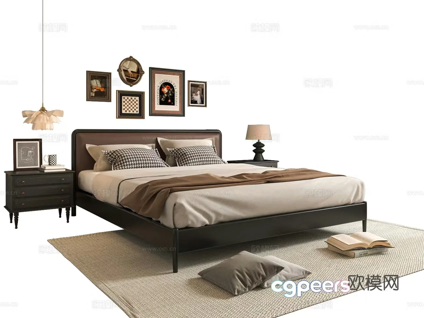 Middle-aged double bed 3D model