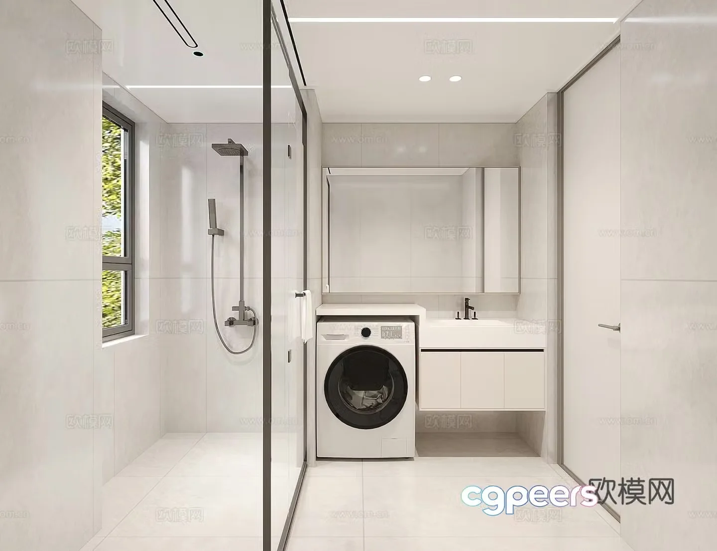 Creamy Honeycomb Large Board Bathroom 3D Model
