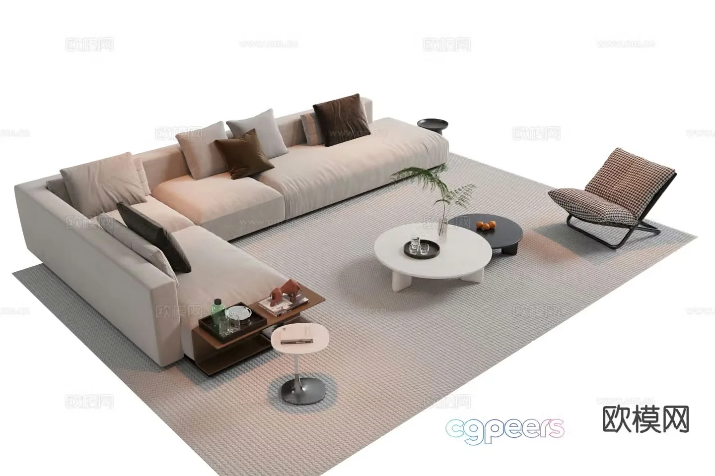 Italian style modular sofa corner sofa 3d model
