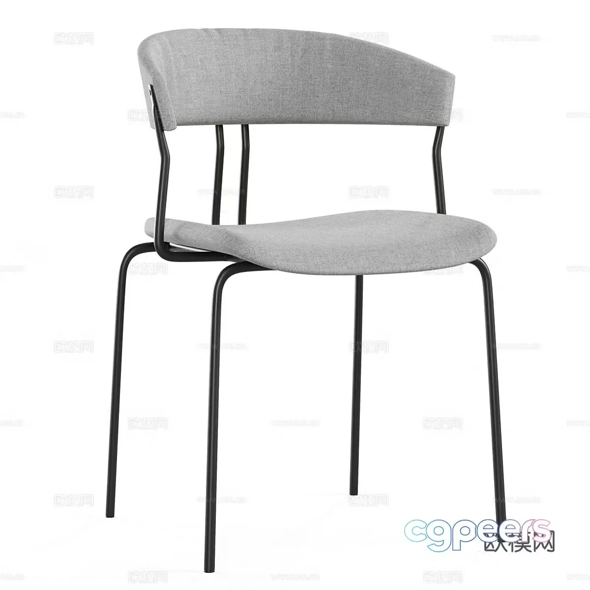 Modern minimalist fabric stainless steel single chair 3D model
