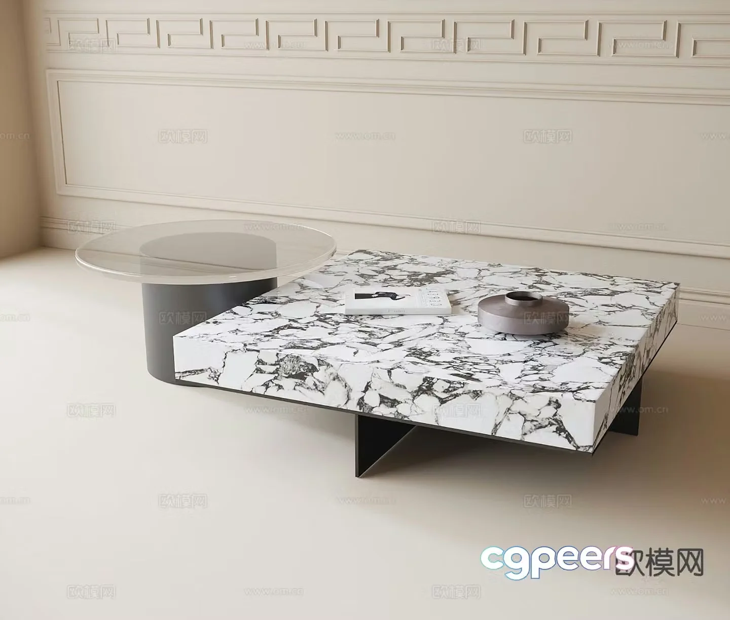 Modern double coffee table 3d model