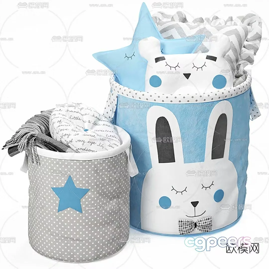 Modern fabric children’s toy storage basket 3D model