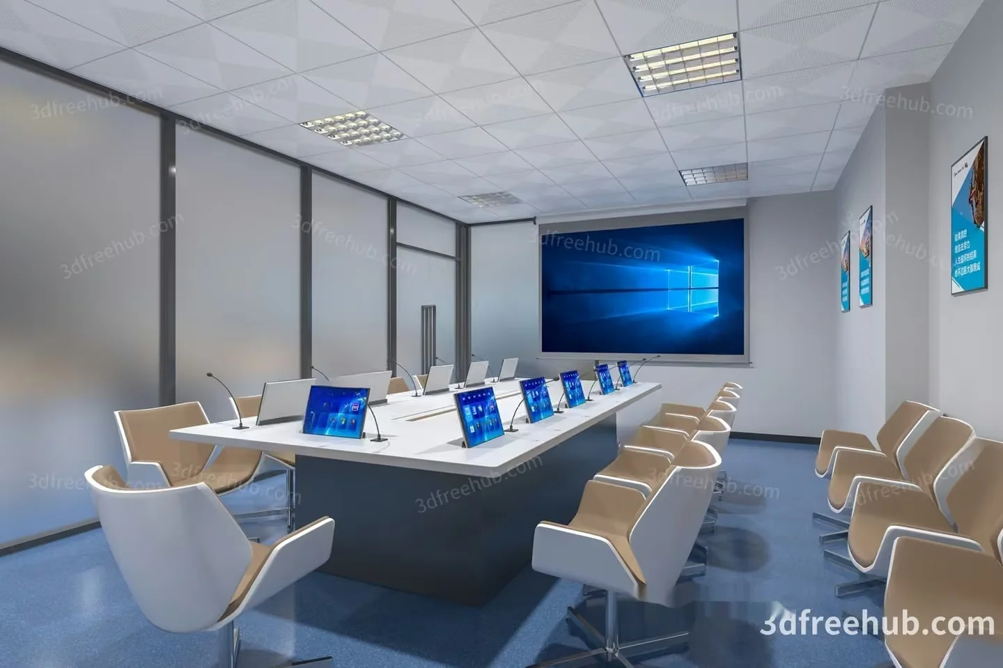 A Conference Room With A Large Table And Chairs 3D Model – 22601 – VRAY Render