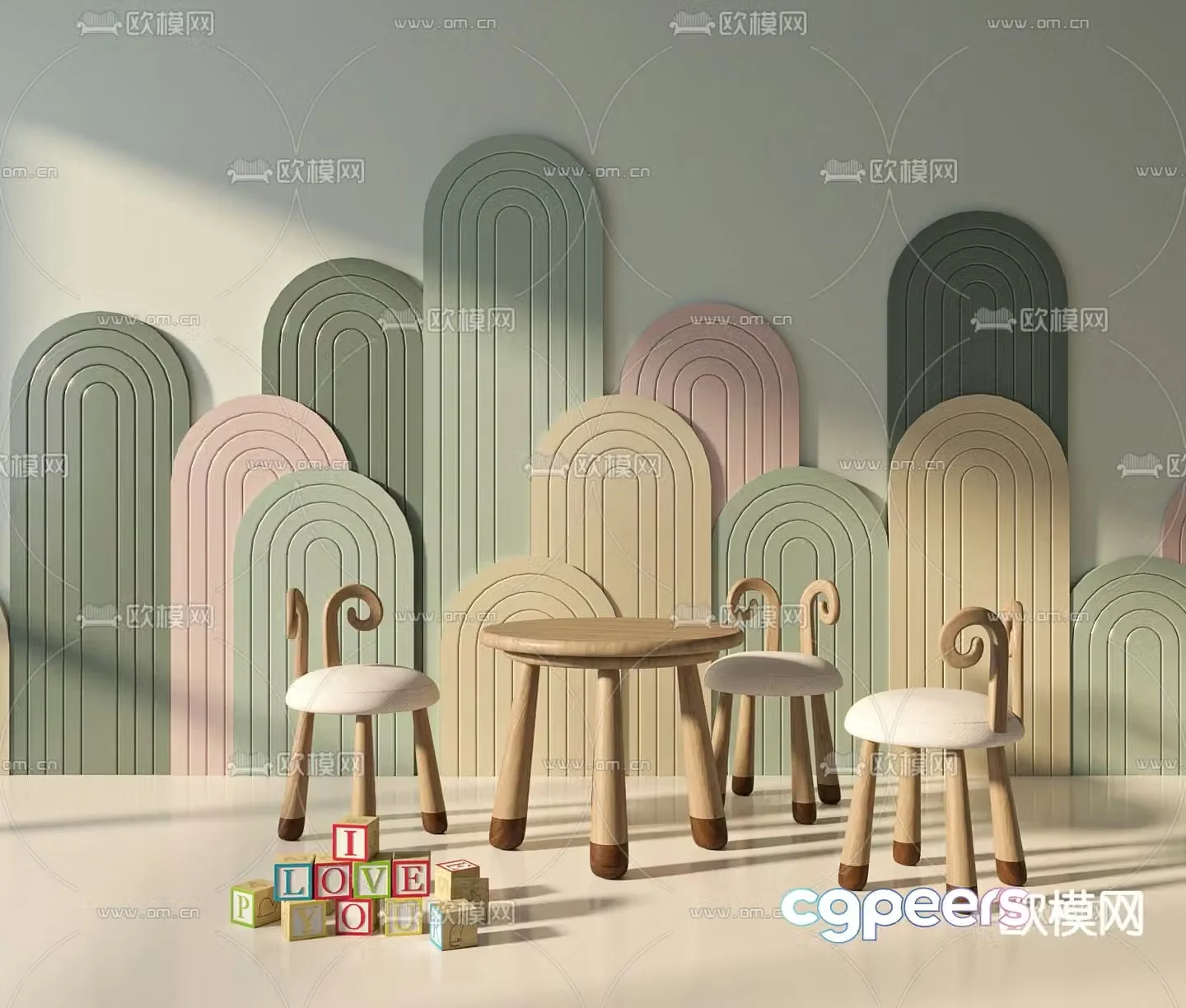 Children’s tables and chairs cartoon tables and chairs 3d model