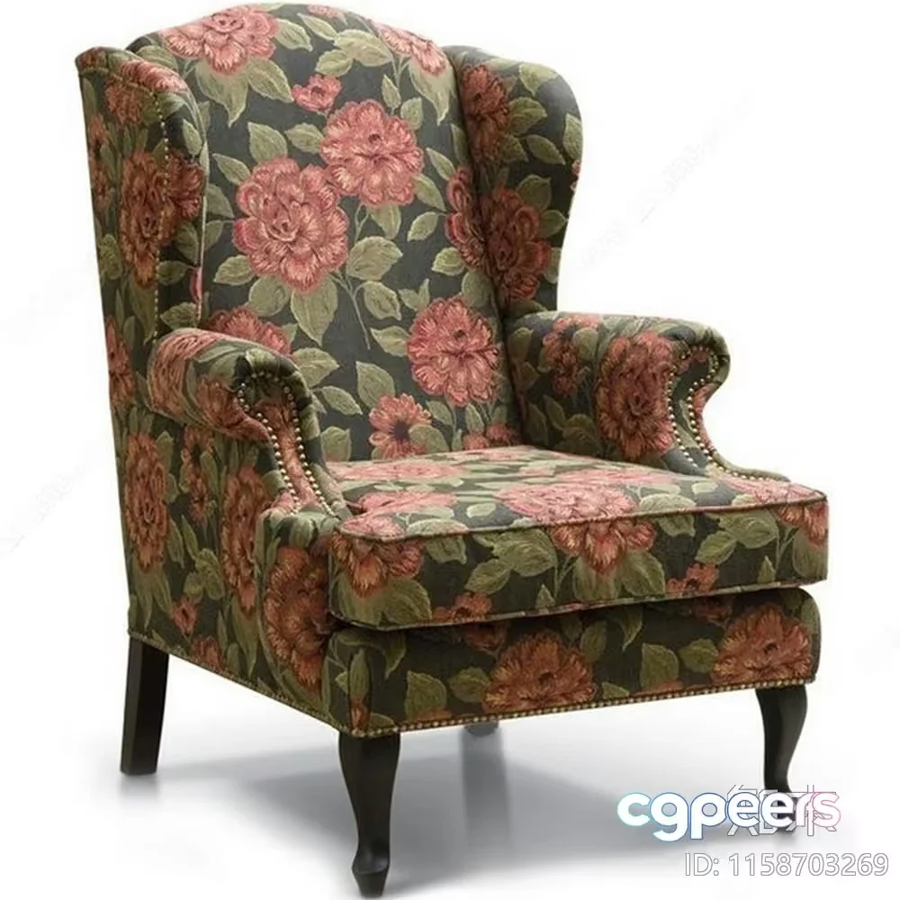 Floral Wingback Chair 3D Model – 4118 – VRAY Render