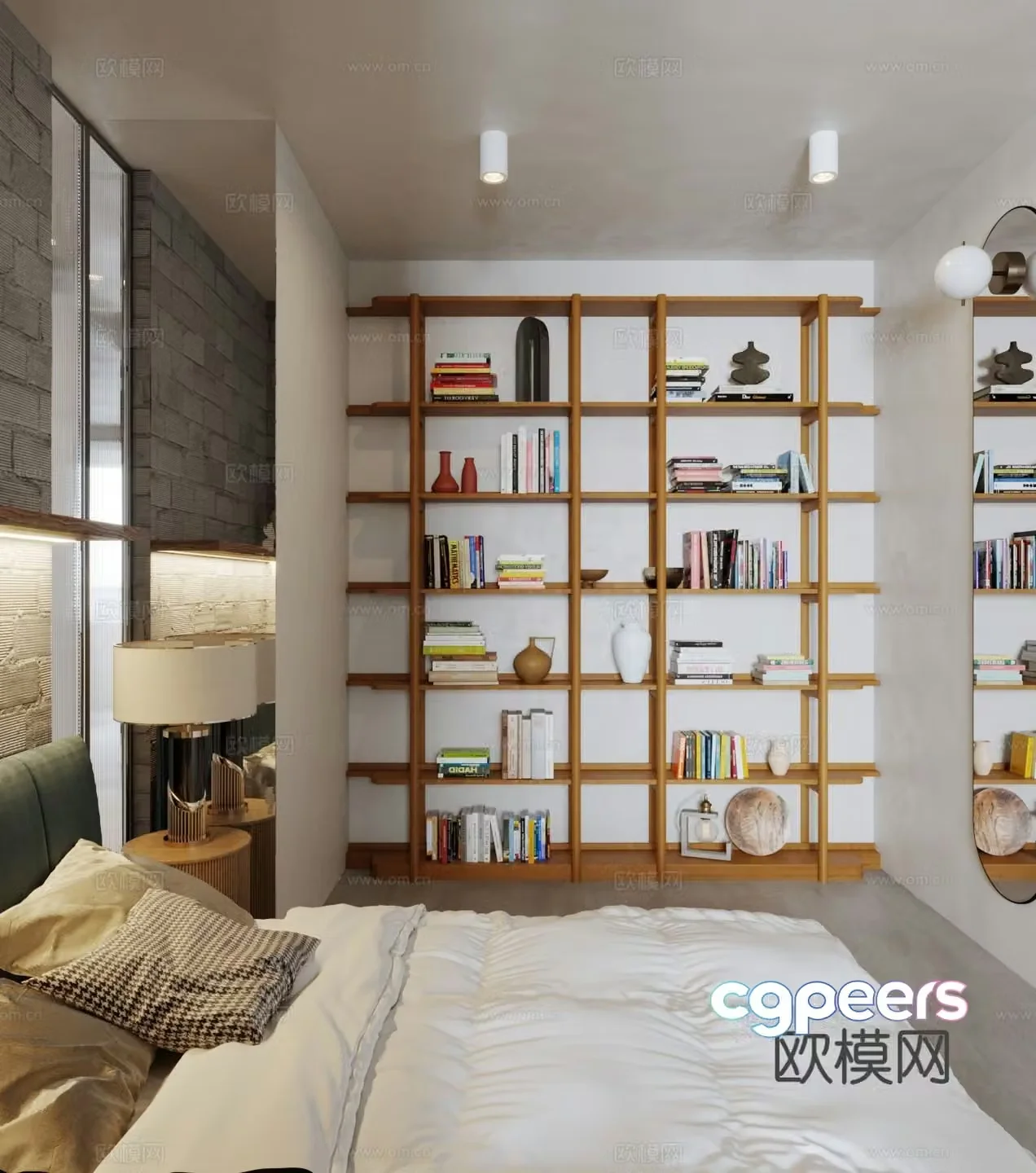 Nordic bookcase bookshelf 3d model
