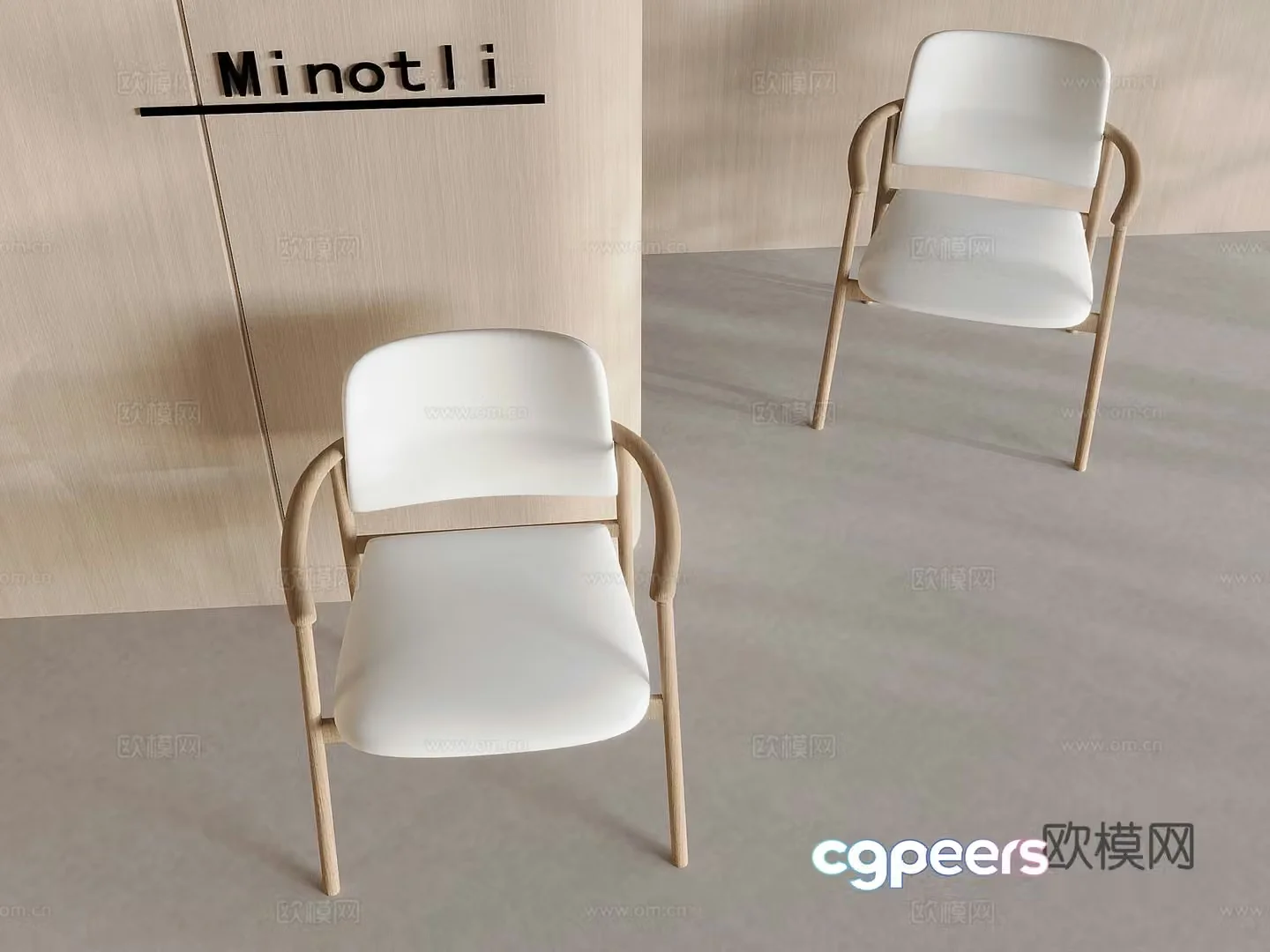 Nordic solid wood dining chair creamy backrest single chair 3d model