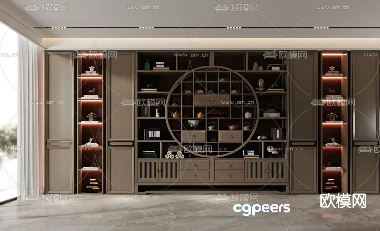 New Chinese style decorative cabinet tea cabinet 3d model
