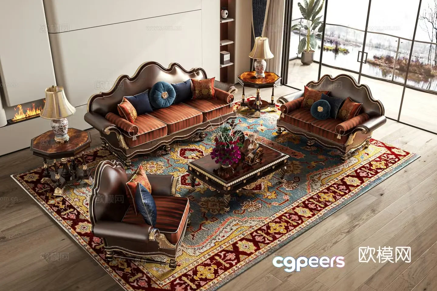 European style modular sofa 3d model