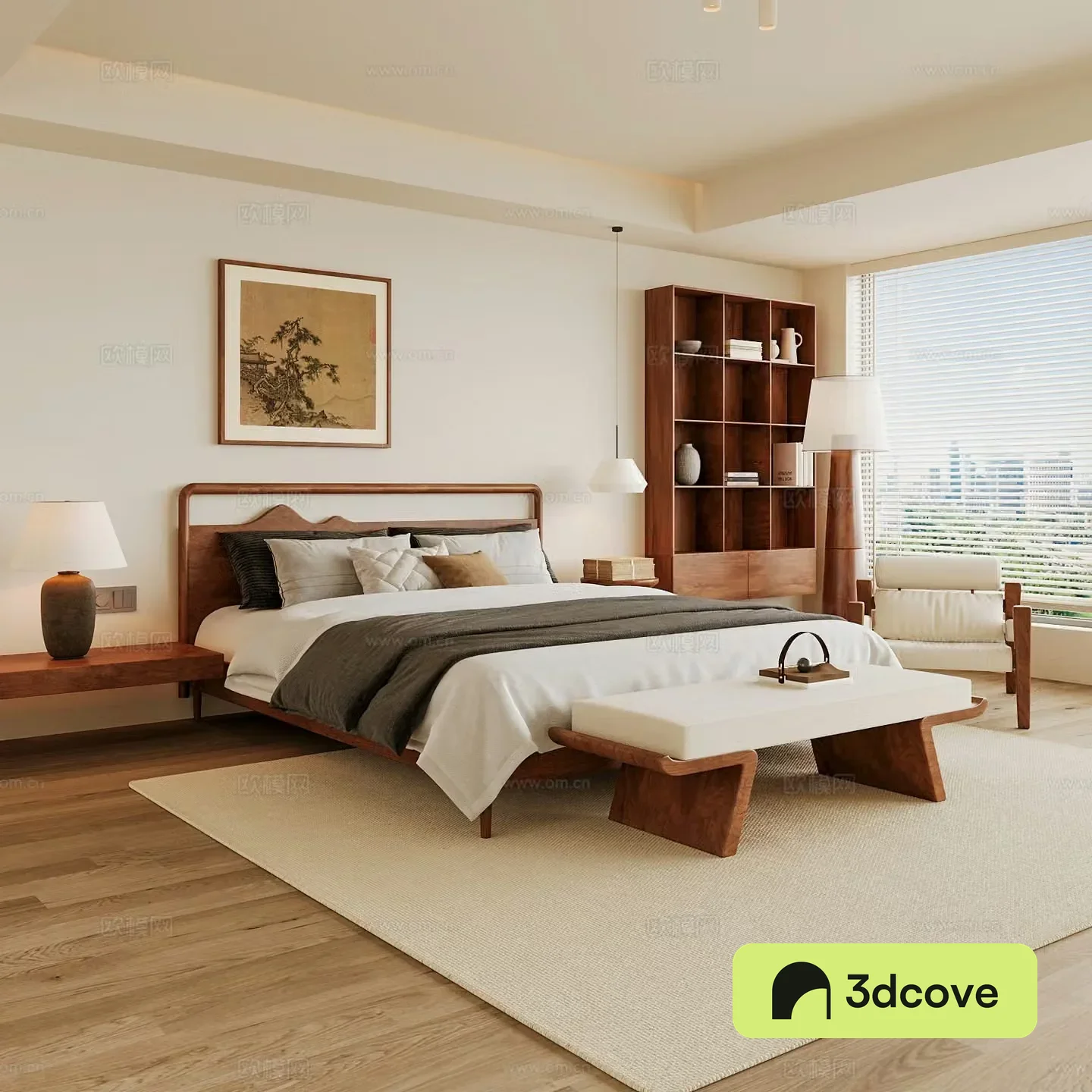 New Chinese style home bedroom Song family aesthetic bedroom Song style bedroom New Chinese style double bed New Chinese