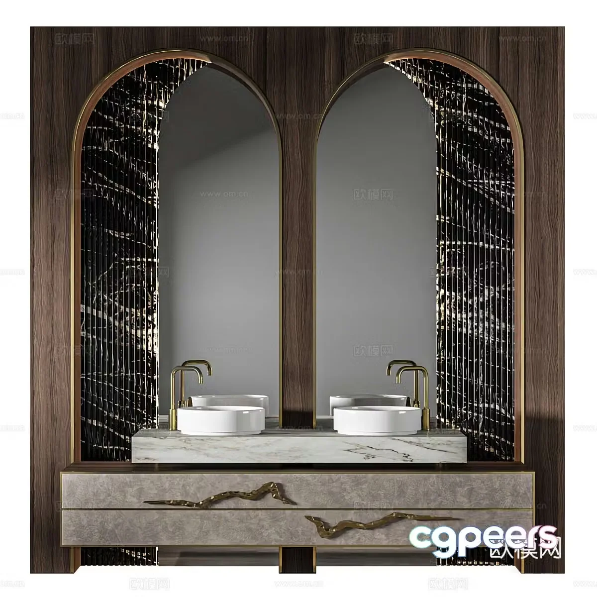 New Chinese style light luxury washbasin cabinet bathroom cabinet 3D model