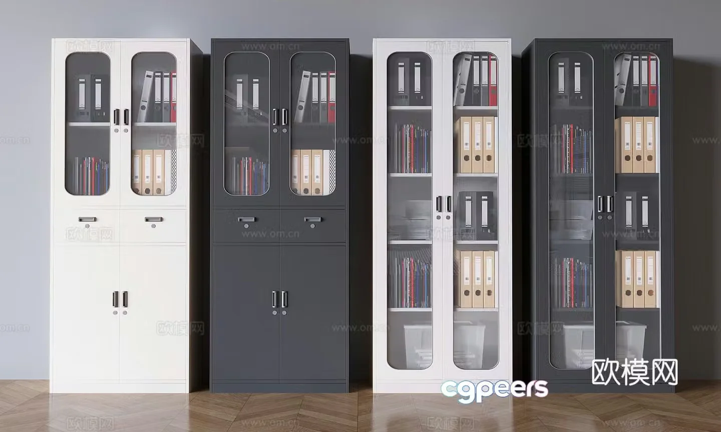 Glass file cabinet file cabinet office iron cabinet information cabinet file box 3D model