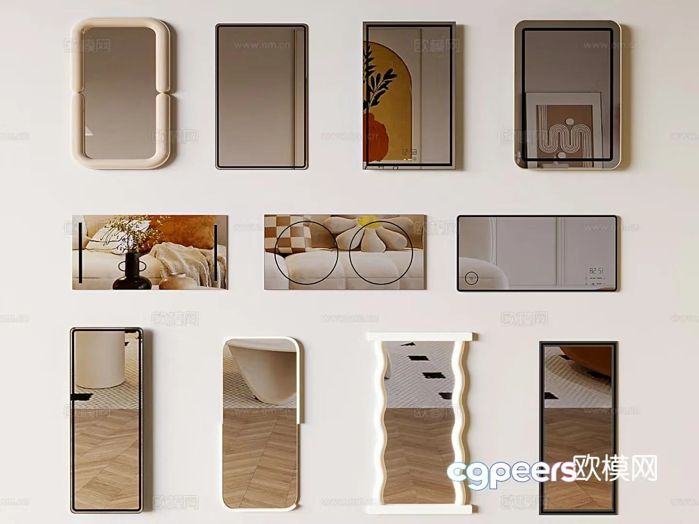 Mirror full-length mirror floor mirror full-length mirror 3d model