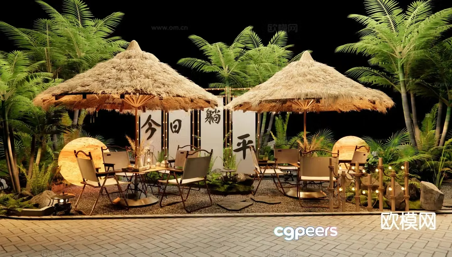 Modern camping park campground commercial exterior 3d model