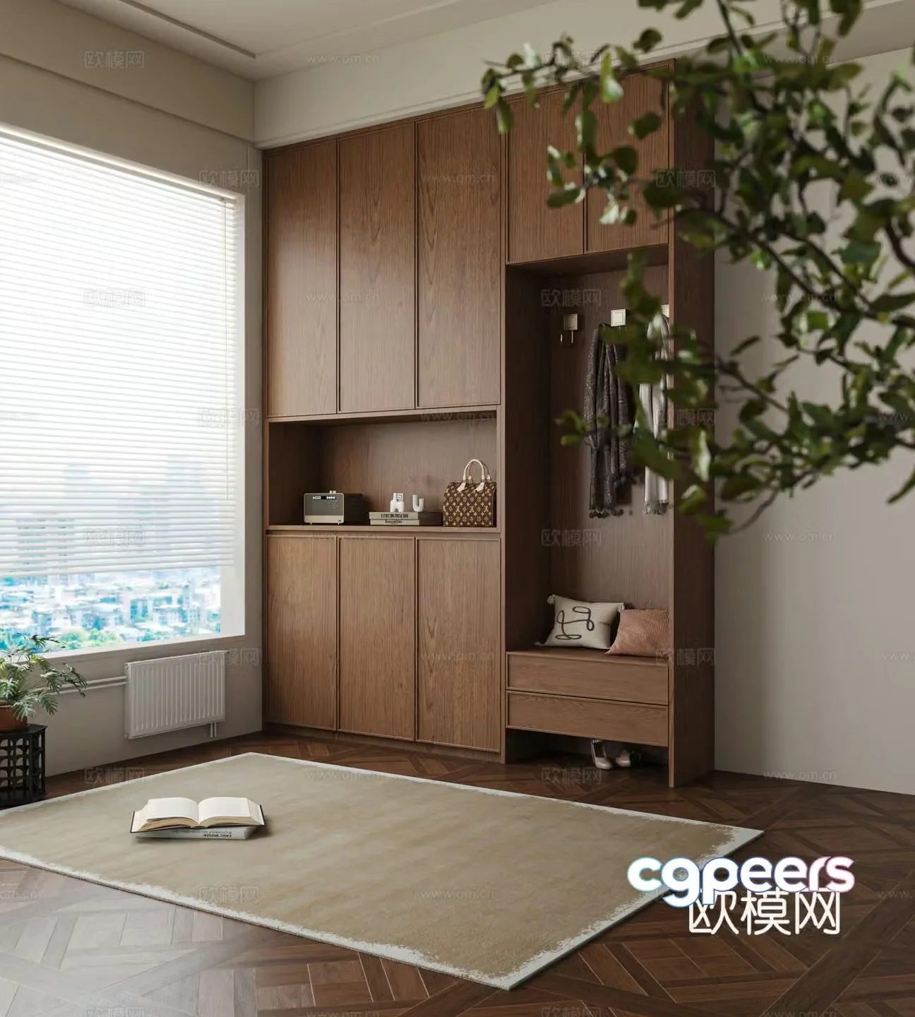 Middle-aged shoe cabinet 3D model