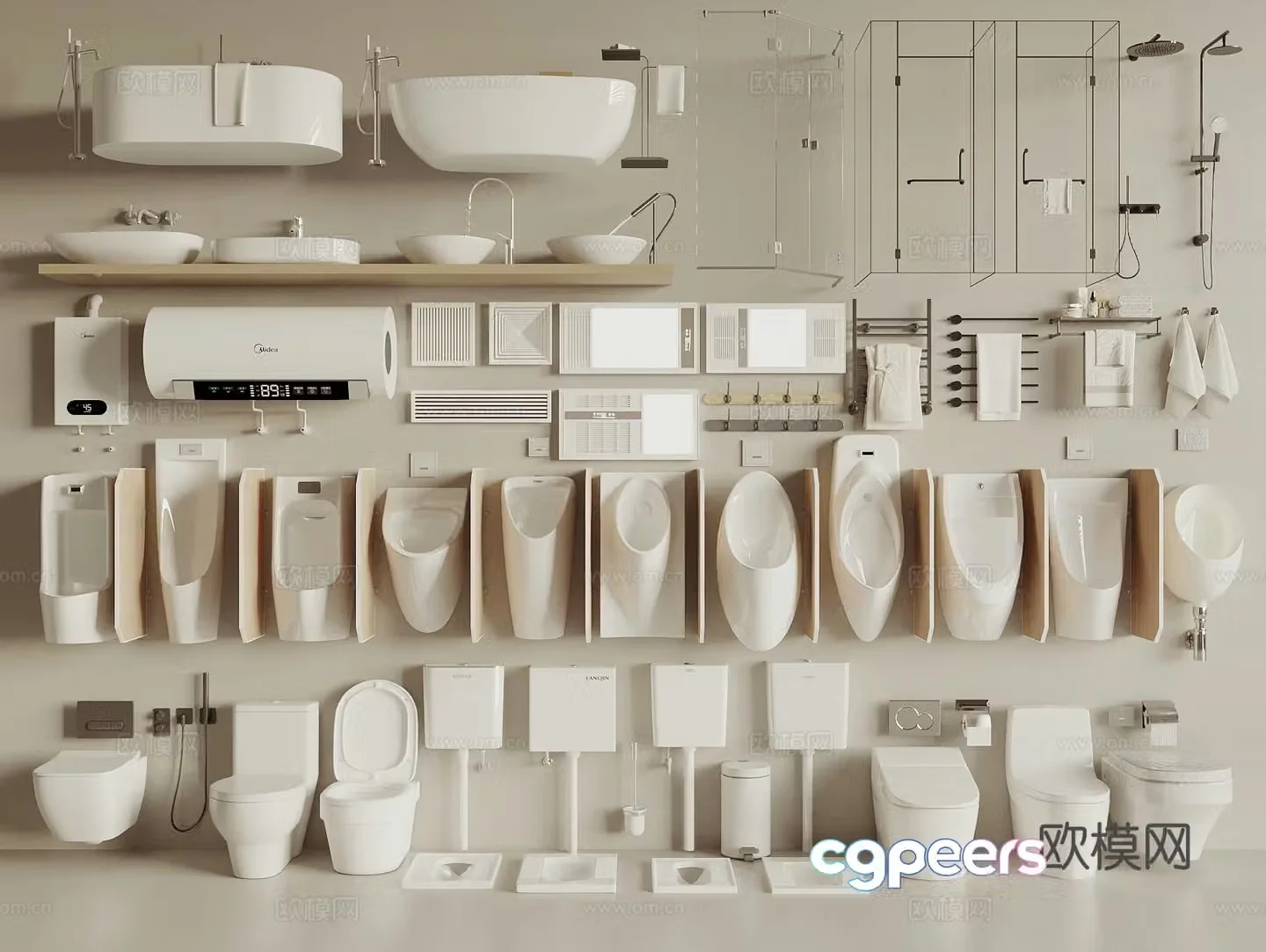 Smart toilet squat toilet urinal 3d model