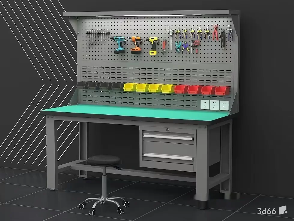 A Gray Workbench 3D Model – 19312 – VRAY Render