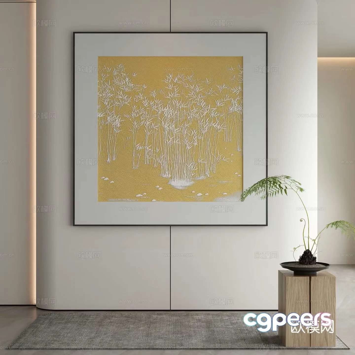 New Chinese texture painting decorative painting 3D model
