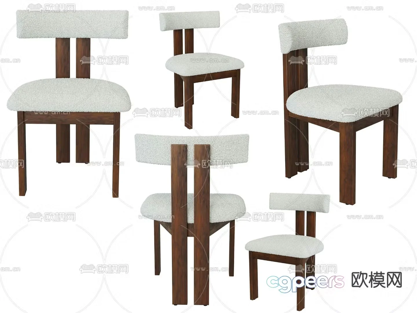 Nordic chair dining chair single chair 3d model