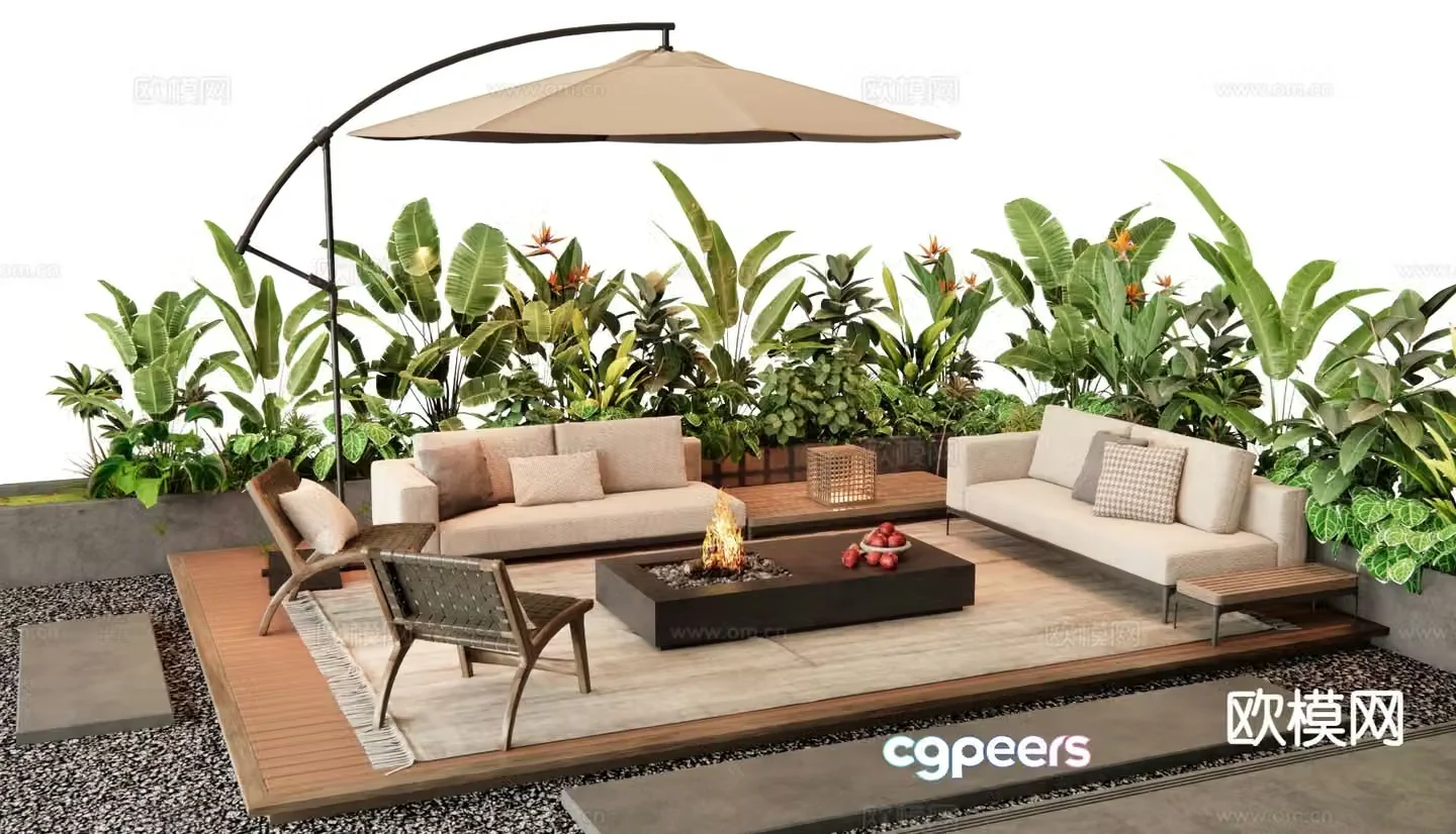Modern outdoor sofa set 3d model