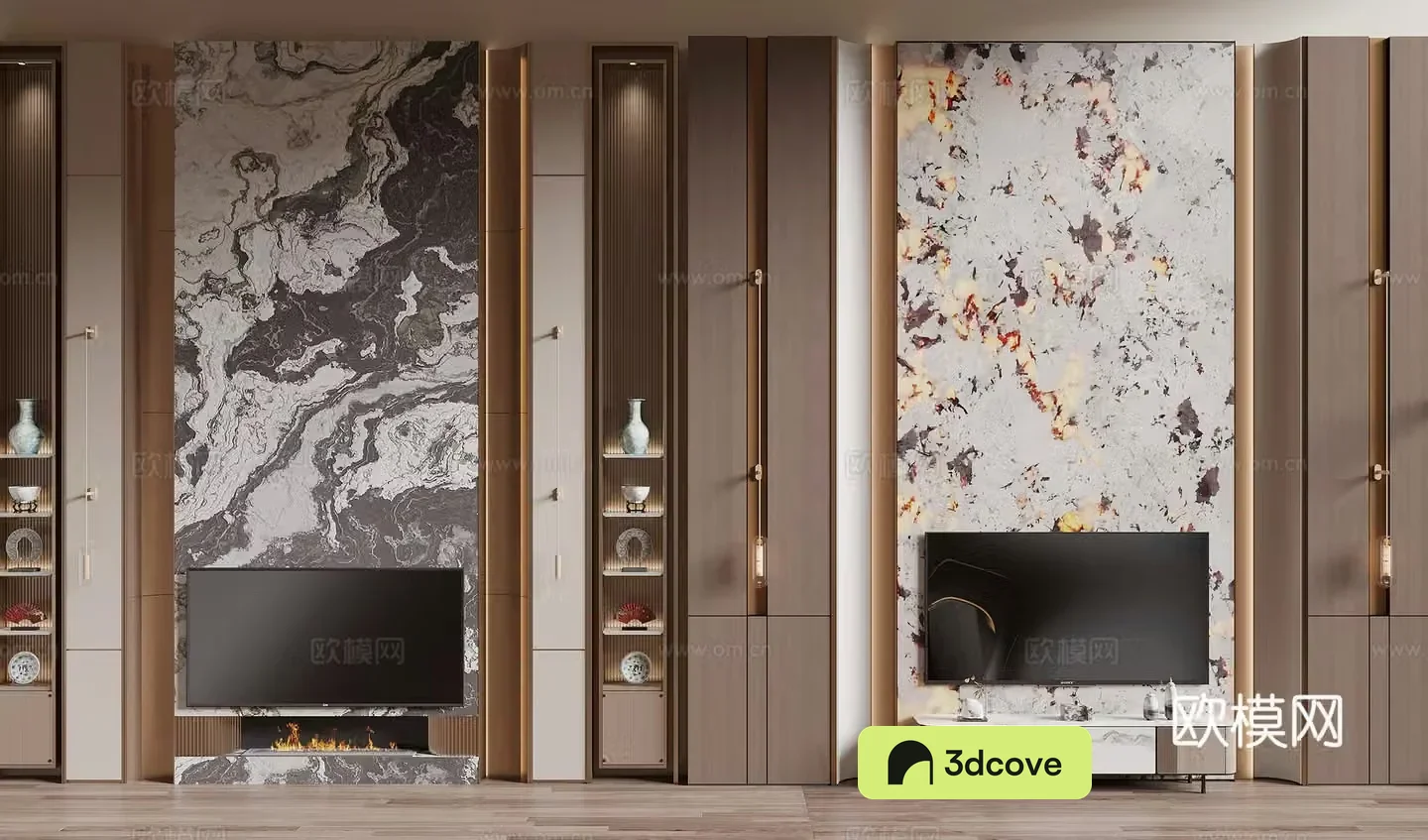 New Chinese style villa TV background wall