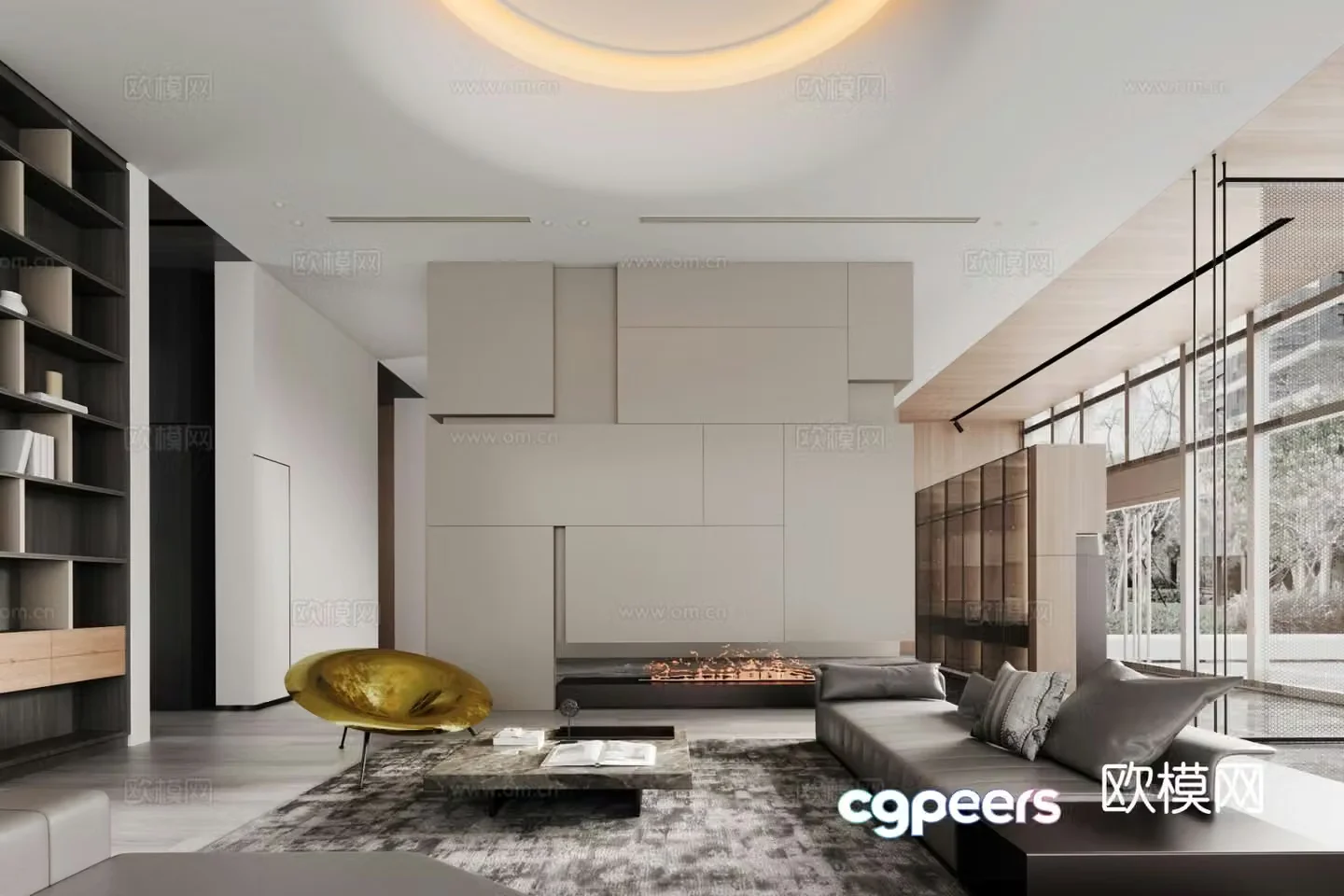Modern Living Room 3D Model – 3441 – VRAY Render
