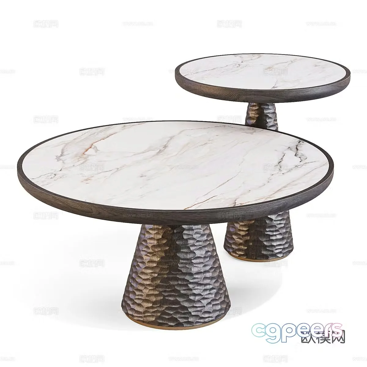 Modern double coffee table round coffee table 3d model