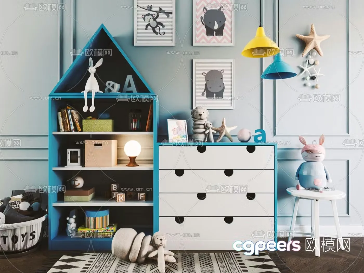 Nordic children’s toy storage cabinet 3D model