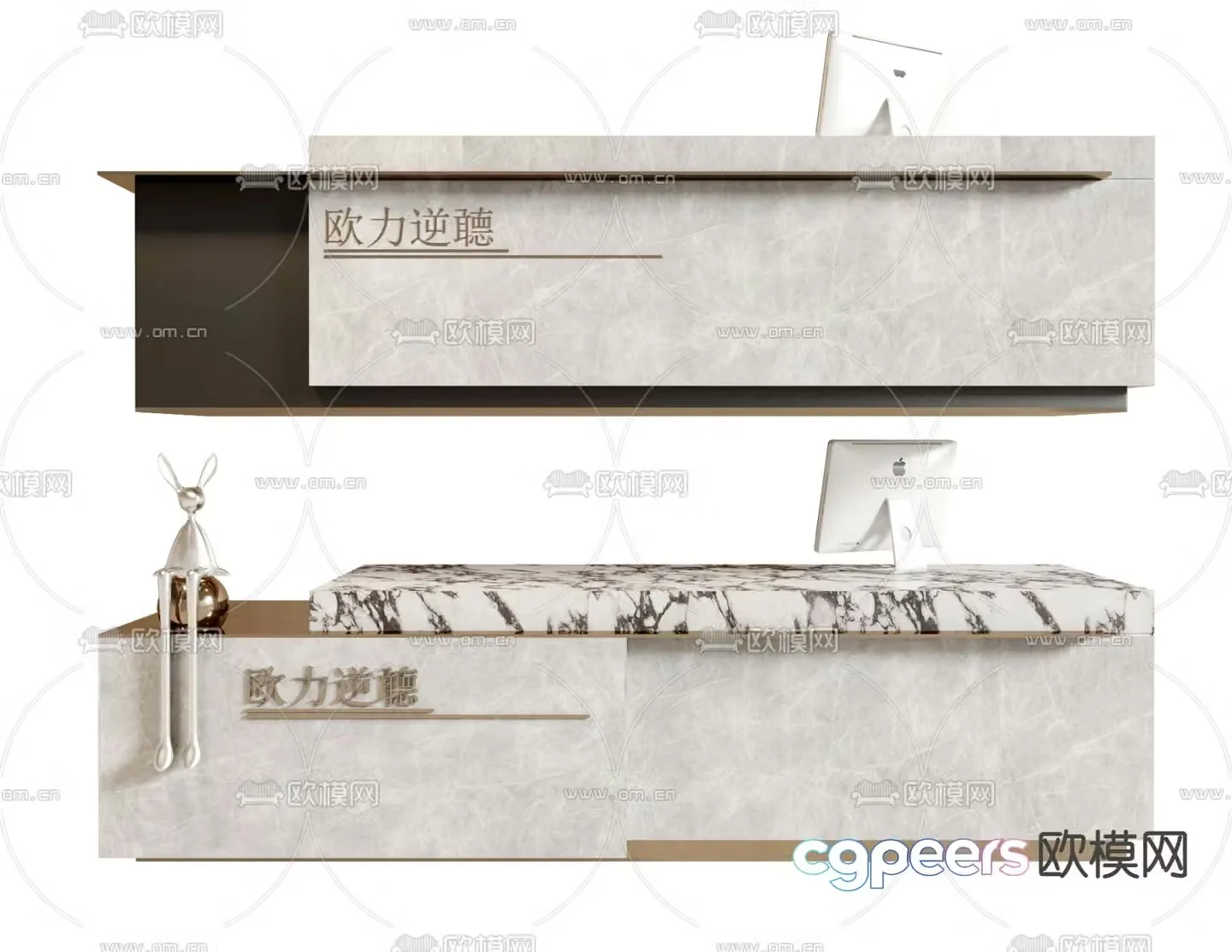 reception desk front desk service desk 3d model
