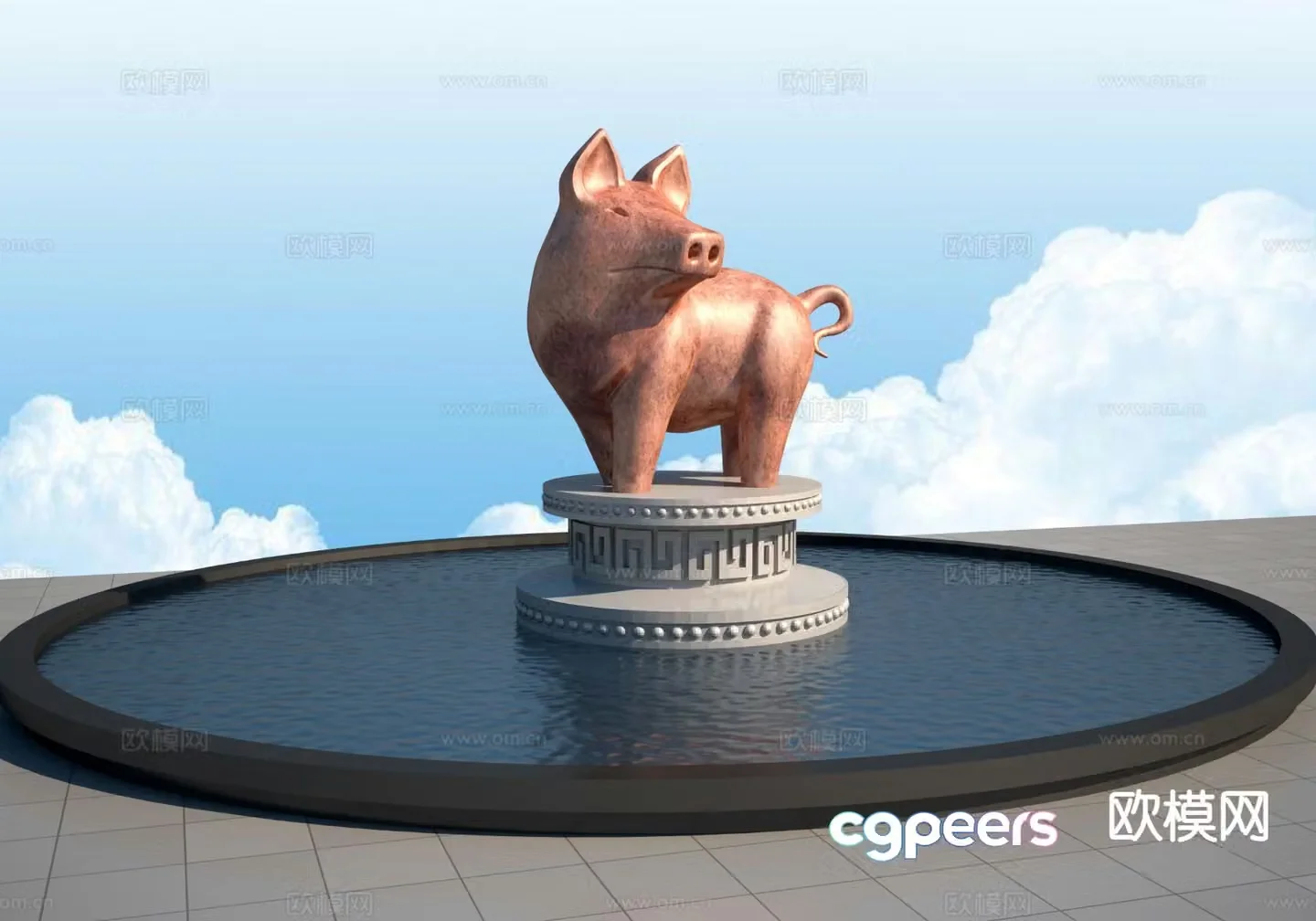 Zodiac sculpture pig sculpture 3d model