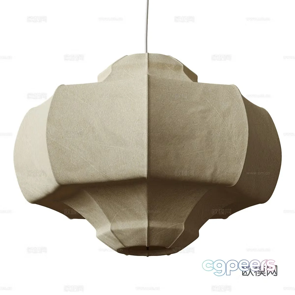 New Chinese style Viscontea Parchment Decorative Chandelier 3D Model