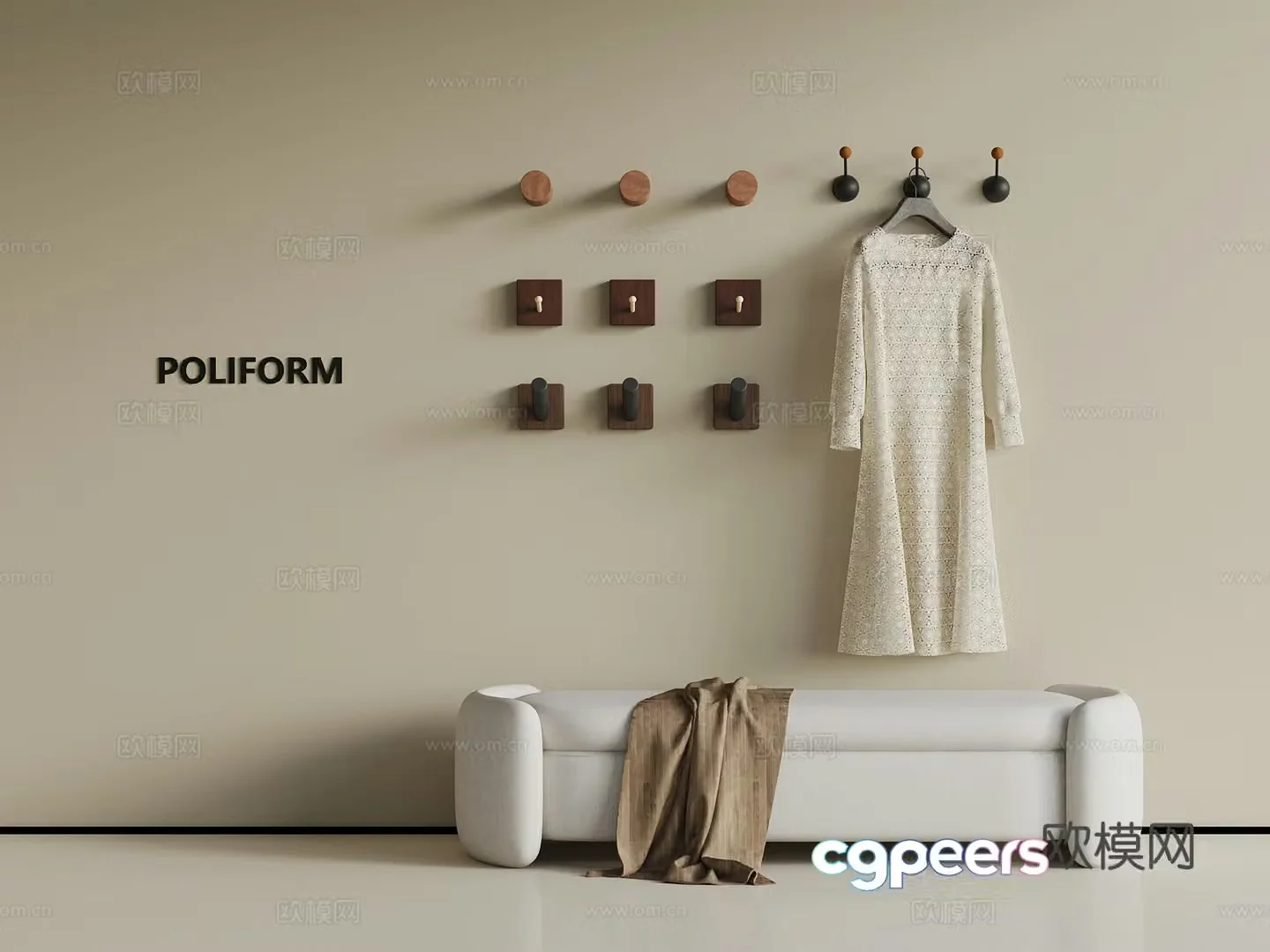 Modern shoe changing stool 3d model