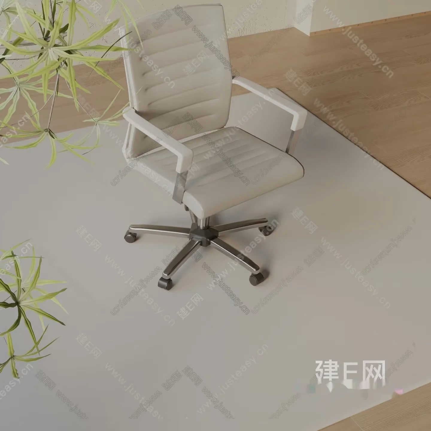 A White Office Chair 3D Model – 14953 – VRAY Render