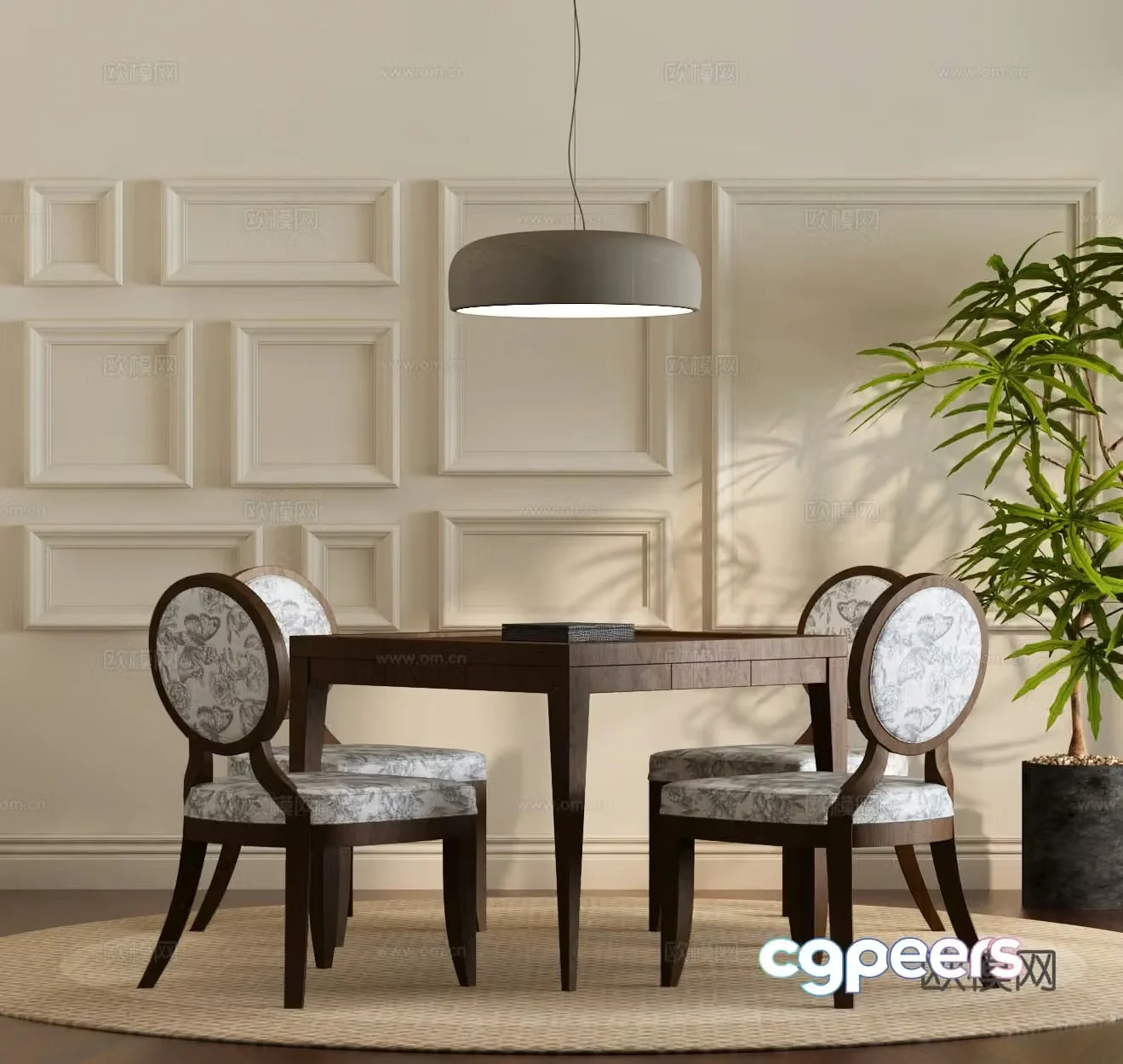 Modern French mahjong table and chair French mahjong table Mahjong room 3d model