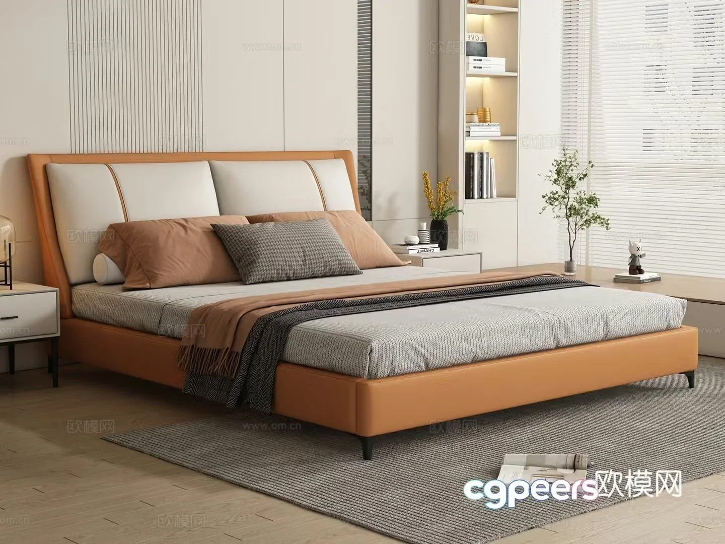 Modern double bed 3d model