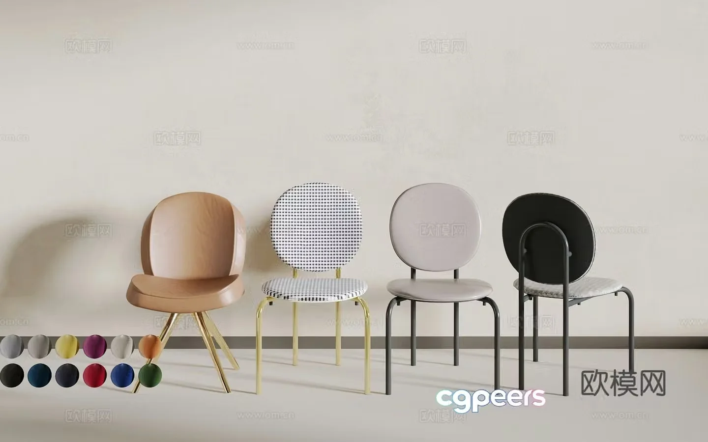 Light luxury dining chair 3D model