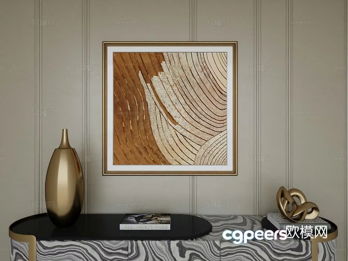 Italian light luxury high-end hanging painting 3D model