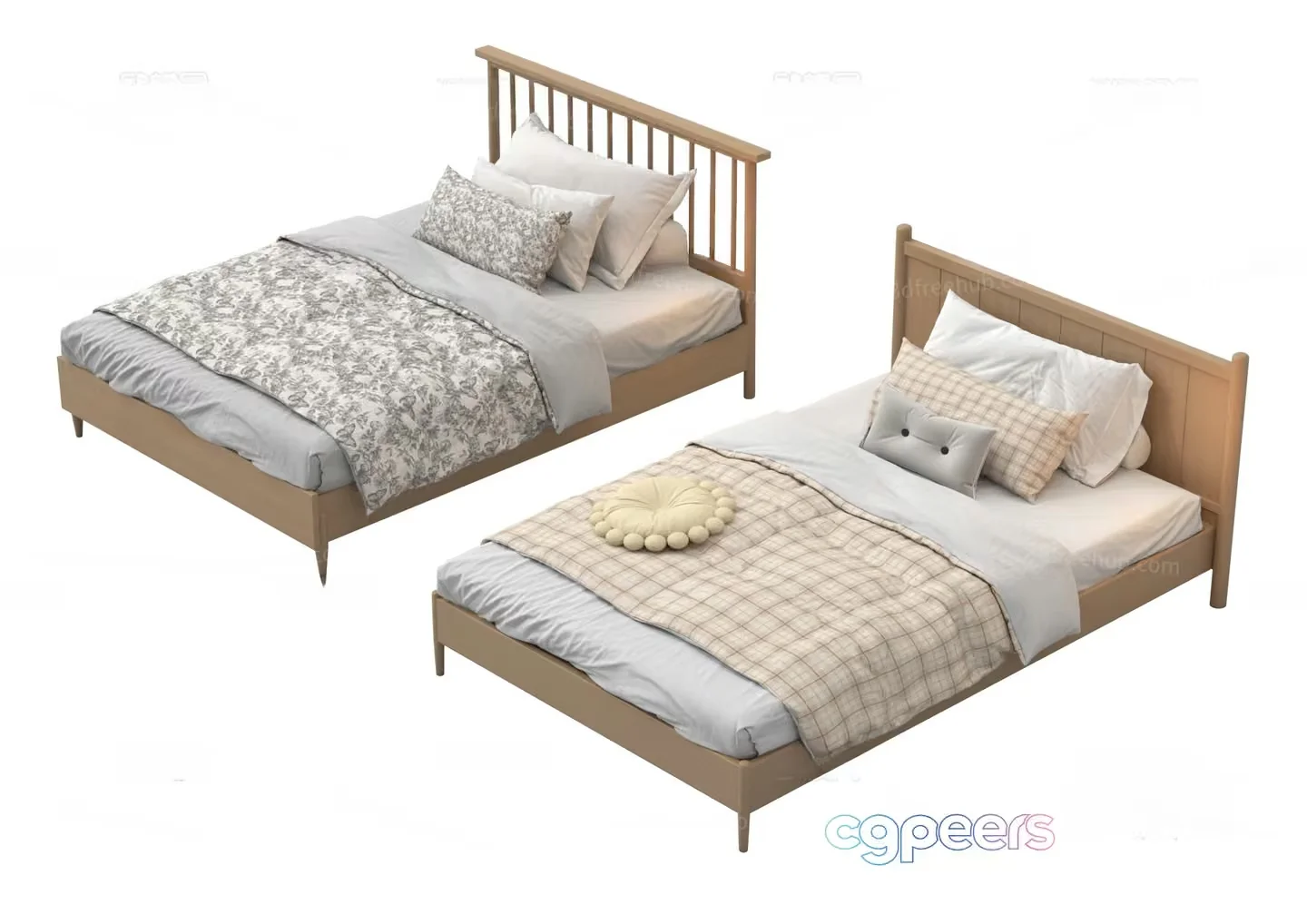 Two Beds 3D Model – 22014 – VRAY Render