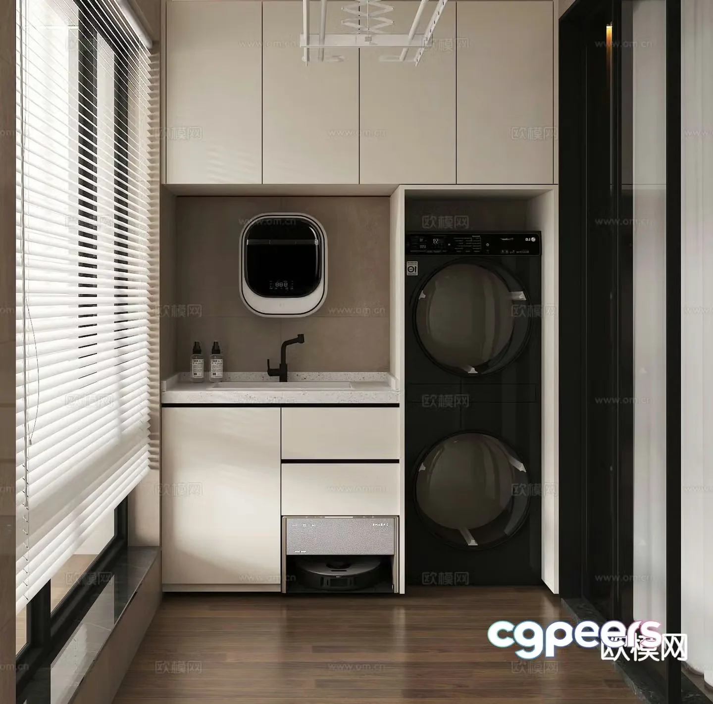 Washing machine cabinet dryer all-in-one balcony cabinet 3D model