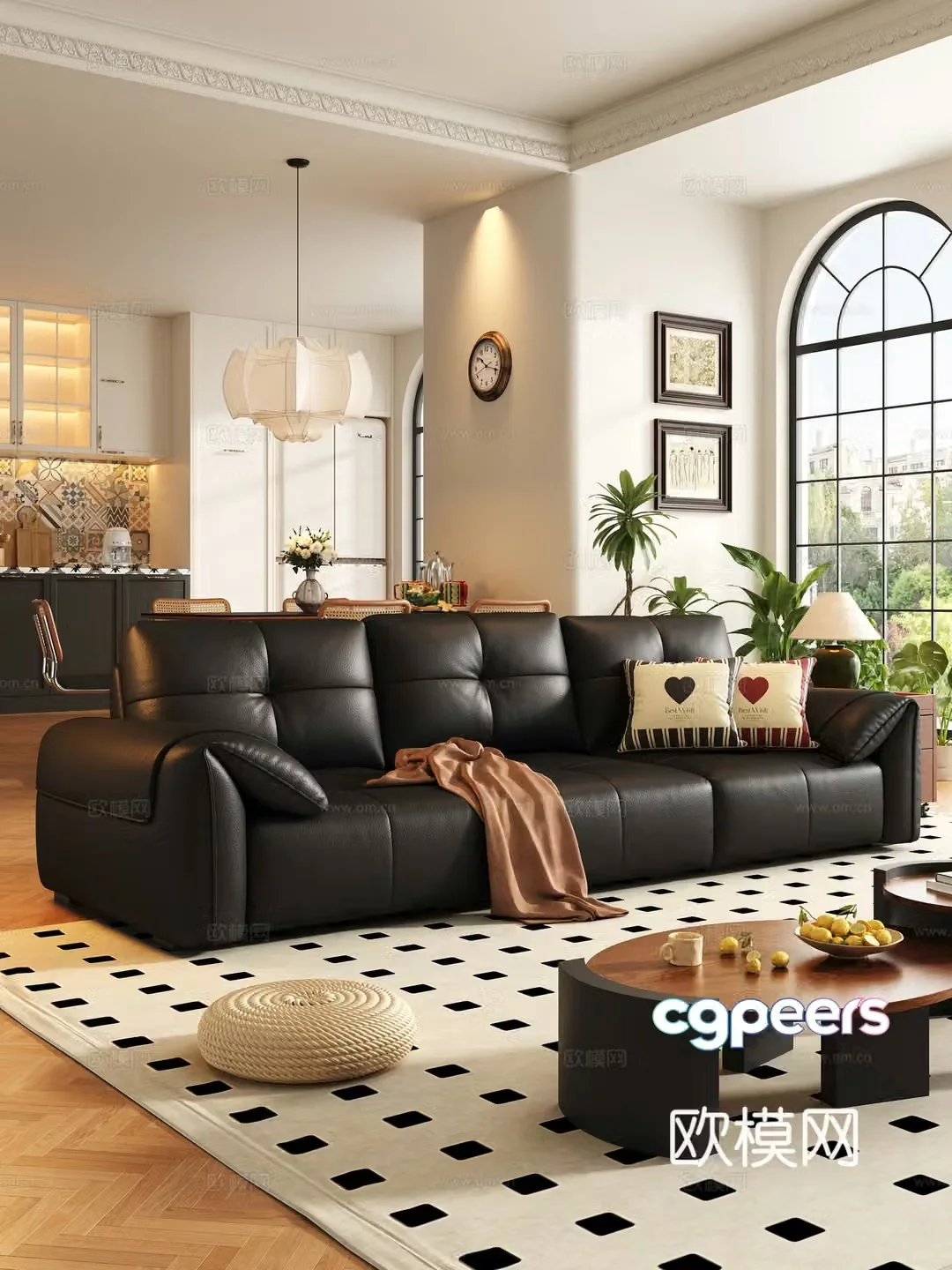 French medieval style living room 3d model