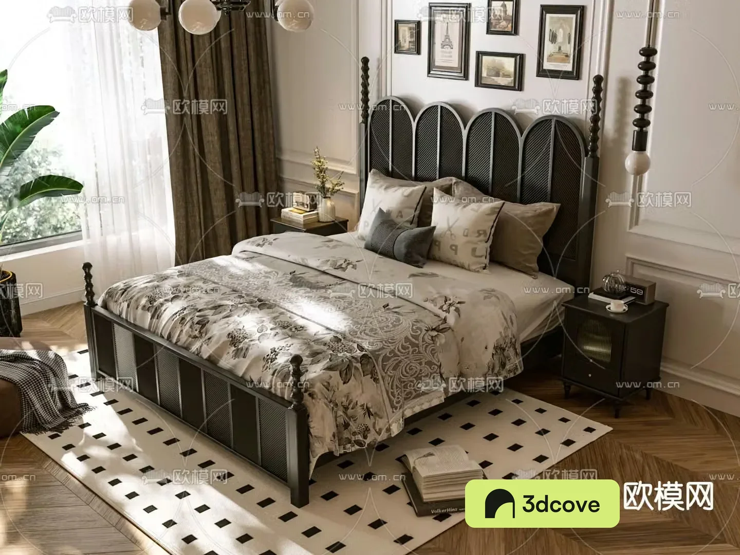 French double bed