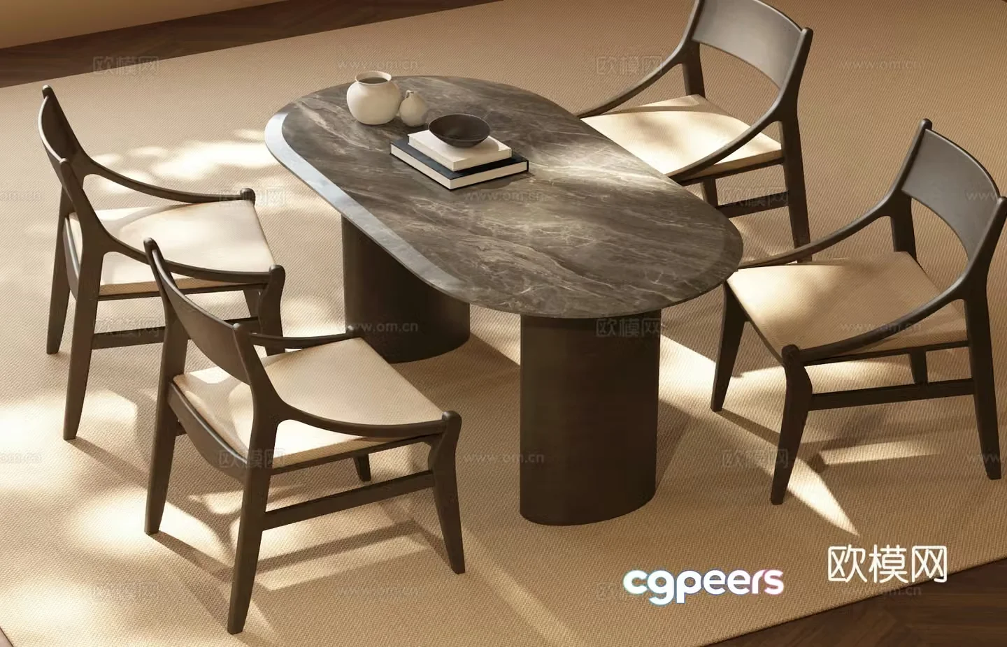 Modern dining chair Modern medieval dining table and chair Medium medieval dining table and chair 3D model