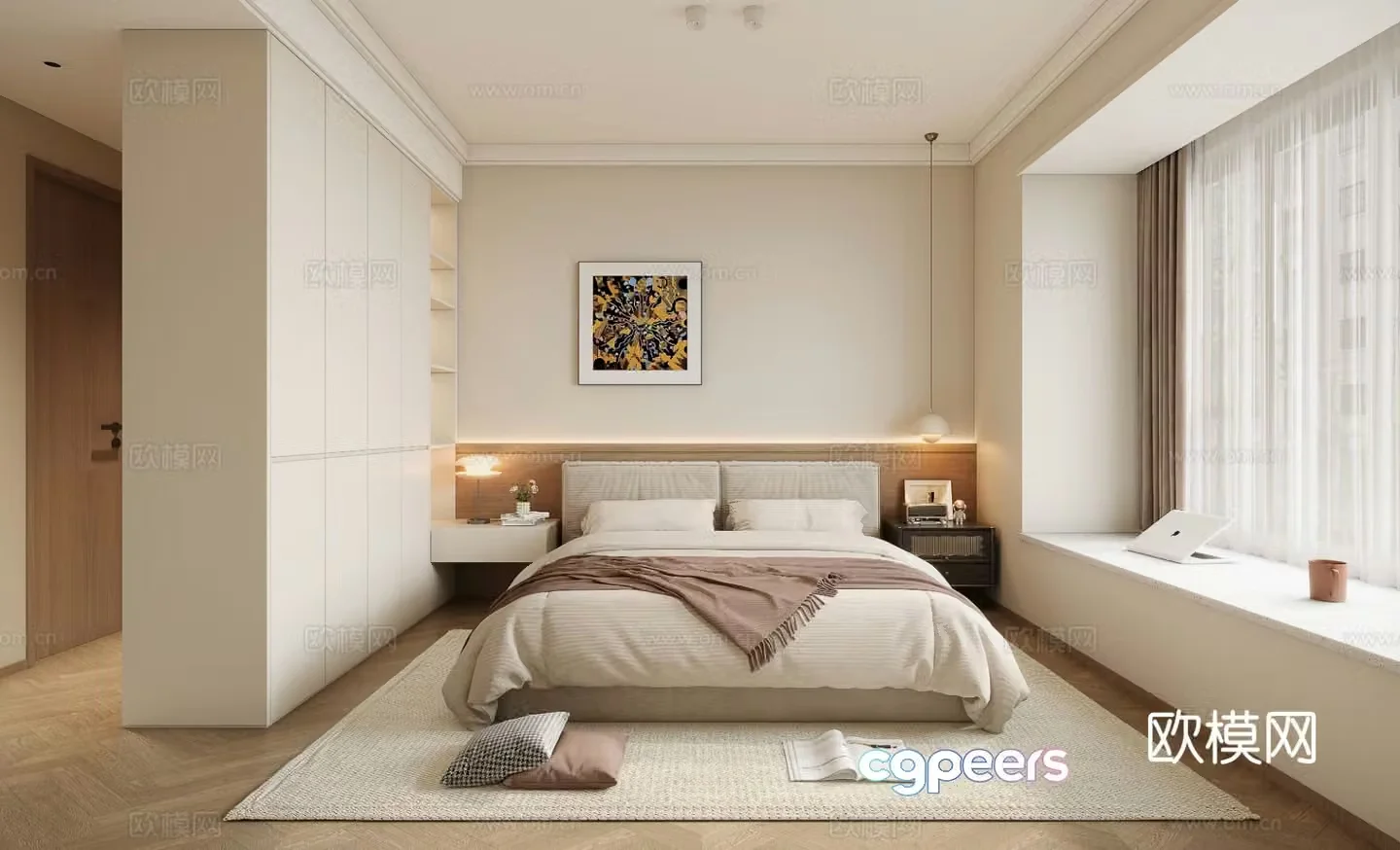 Cream style bedroom master bedroom 3d model