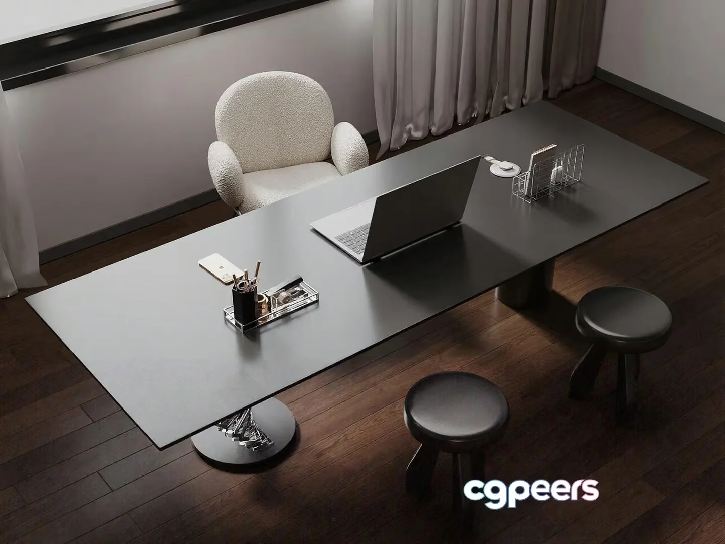 Modern Office Desk 3D Model – 23068 – VRAY Render