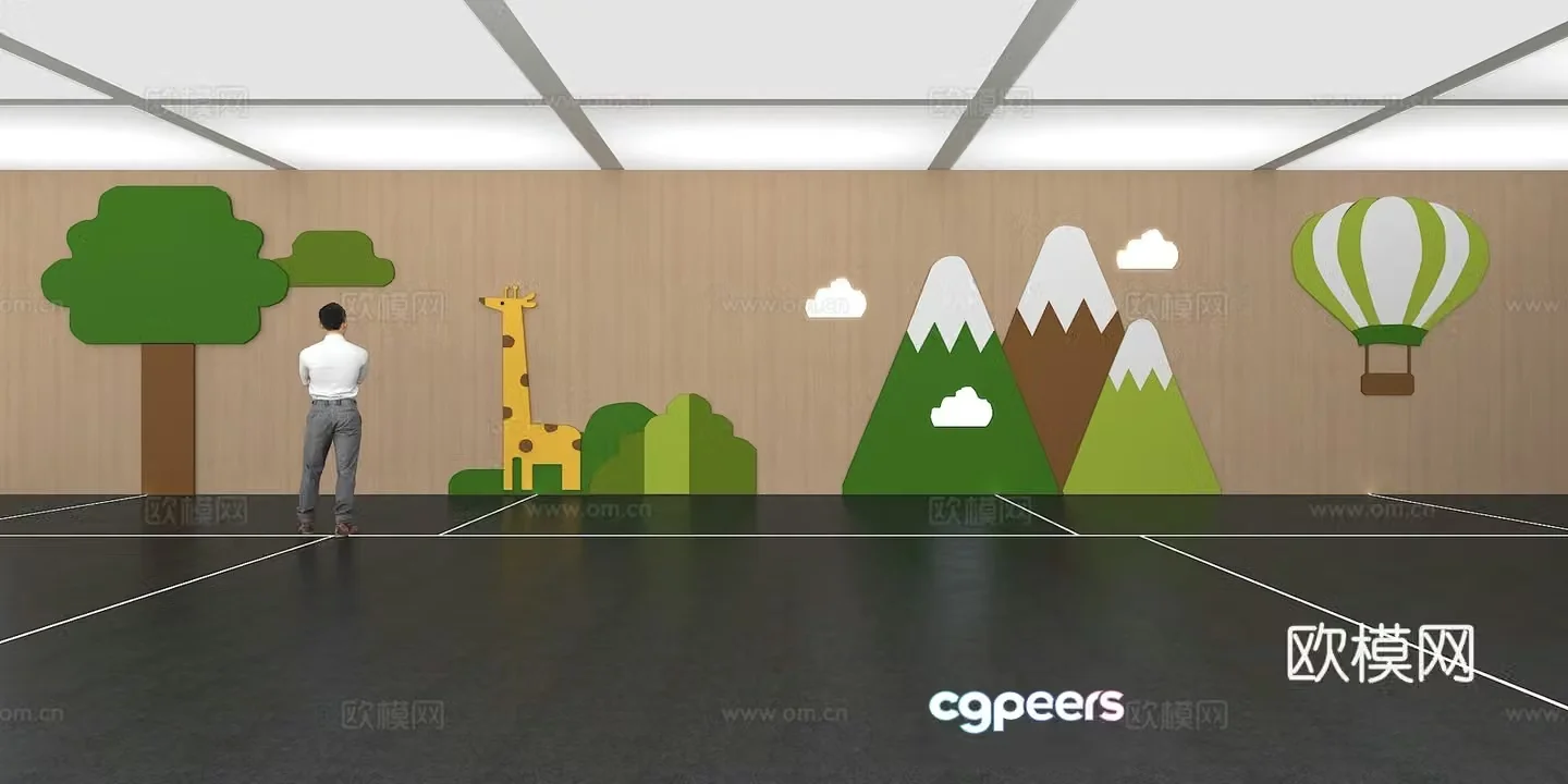 Cultural wall Children’s cultural wall Display wall Classroom Exhibition hall Campus culture Corridor 3D model