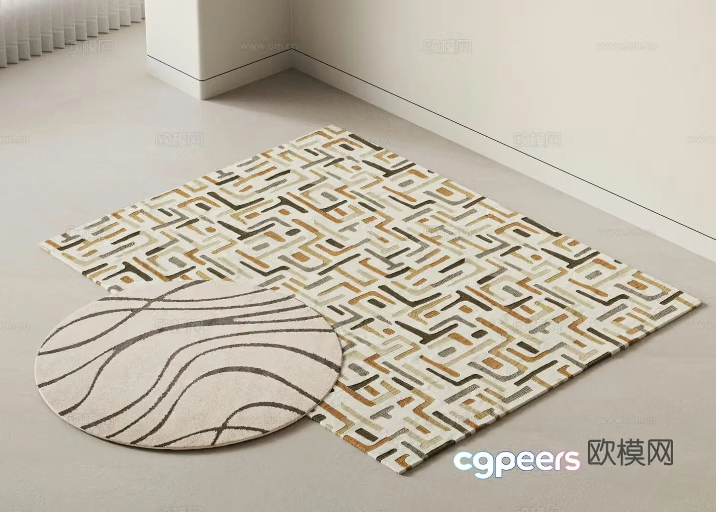 Modern carpet combination Memphis rug medieval style rug color rug square rug 3d model