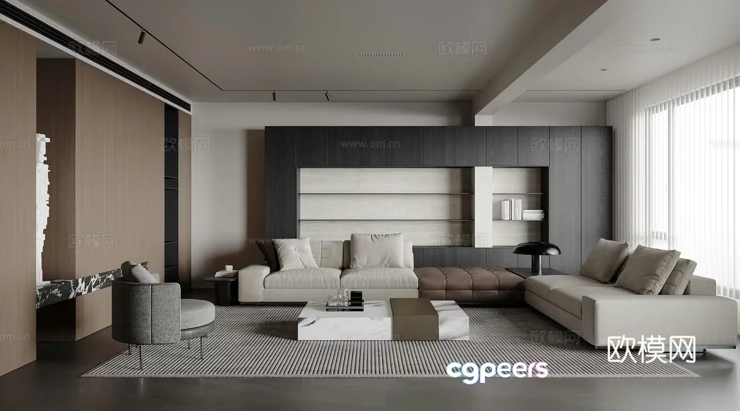 Italian minimalist living room 3D model